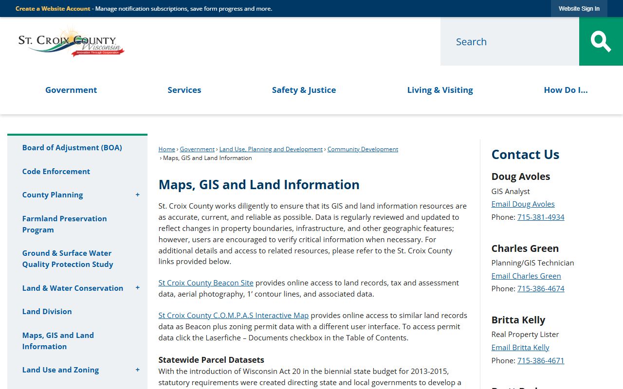 St. Croix County property records maps GIS and land information