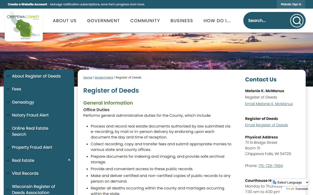 Chippewa County property records register of deeds