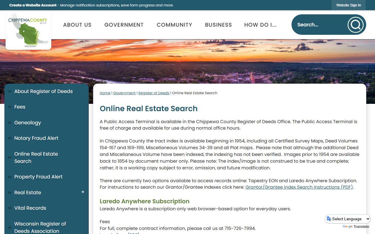 Chippewa County property records online real estate search