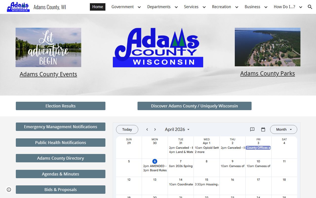 Adams County property records homepage