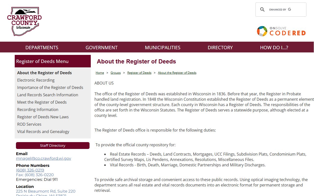 Crawford County Property Records Register of Deeds