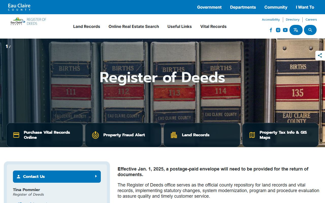 Eau Claire County property records register of deeds