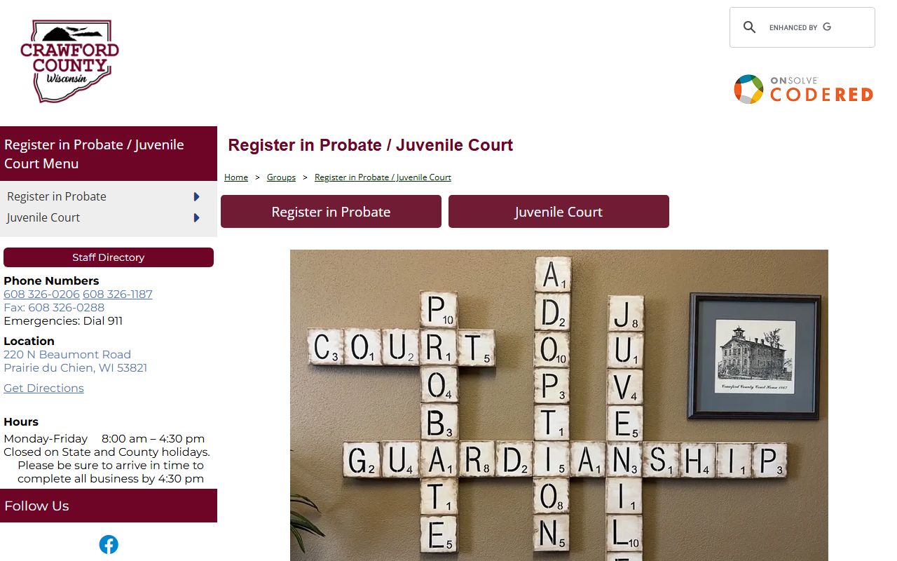 Crawford County Property Records Register of Deeds page