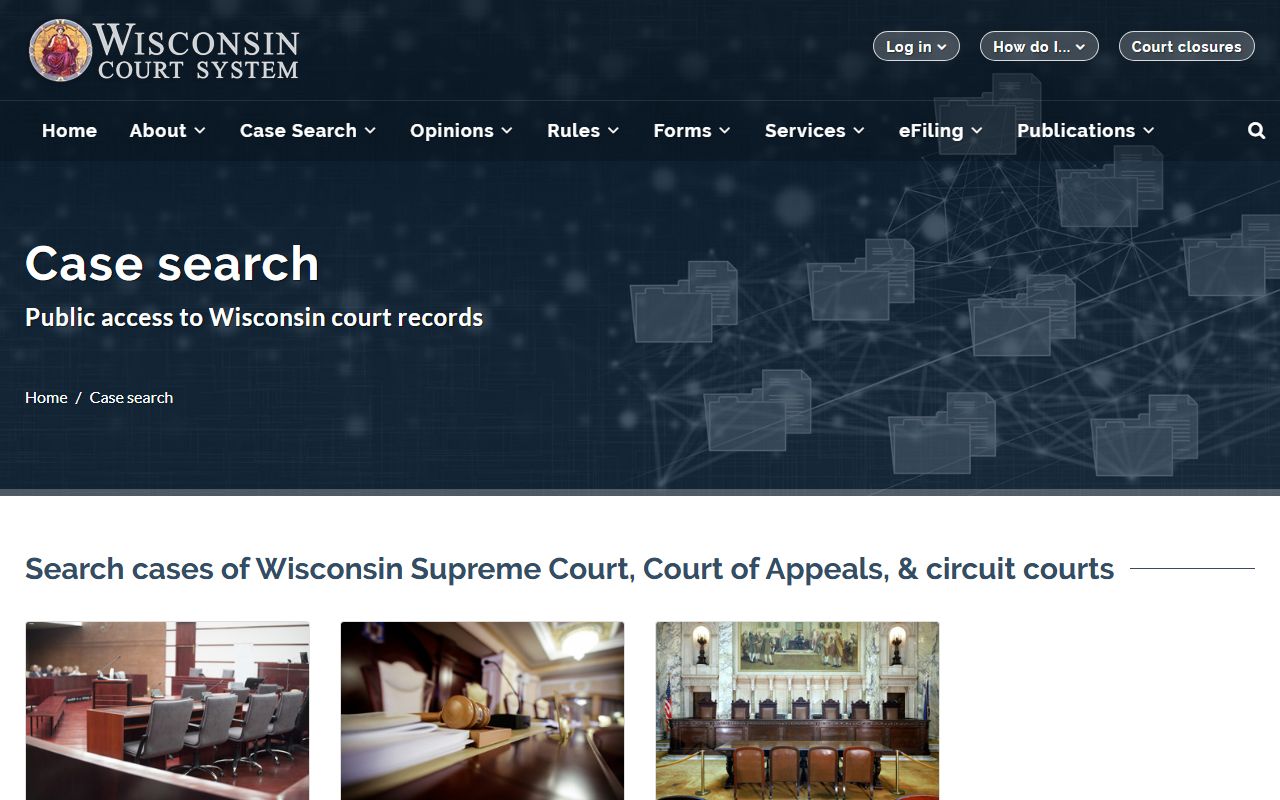 Wisconsin Property Records court case search portal